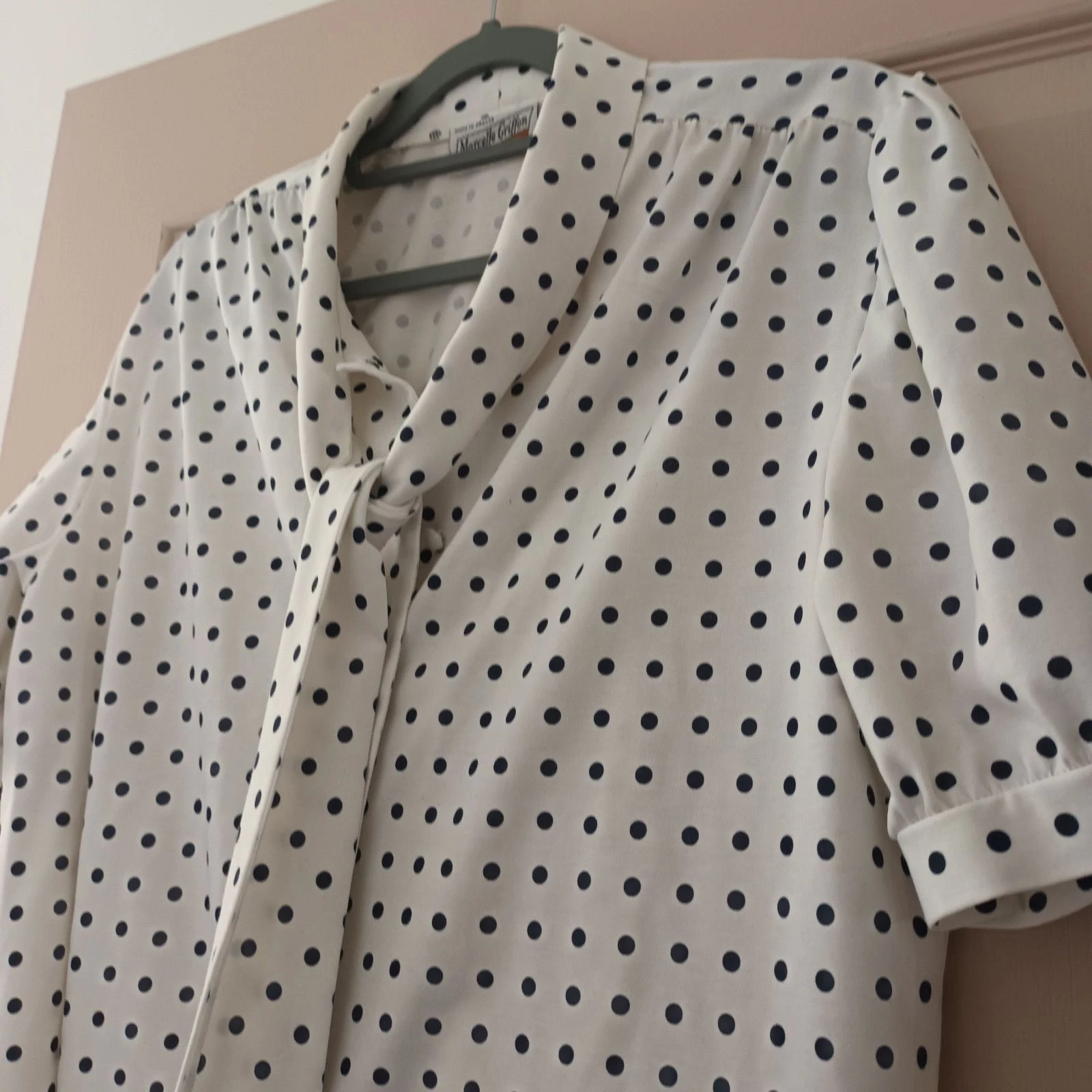 Chique vintage Marcel Griffon vest met stippen - Lavallière kraag / knoop maat 40 – photo 8